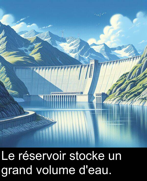 volume: Le réservoir stocke un grand volume d'eau.