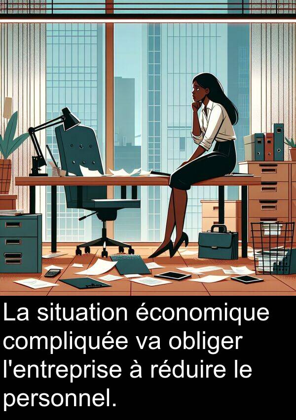 économique: La situation économique compliquée va obliger l'entreprise à réduire le personnel.