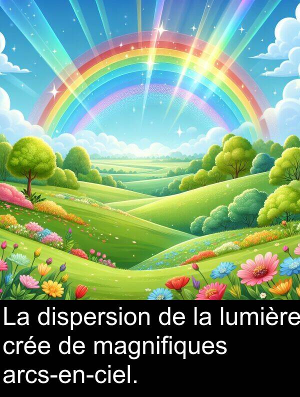 crée: La dispersion de la lumière crée de magnifiques arcs-en-ciel.