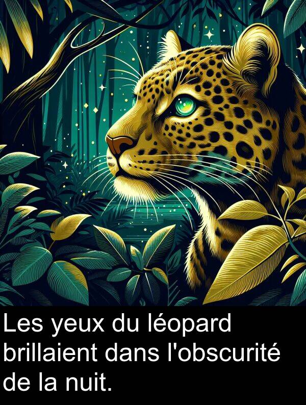 léopard: Les yeux du léopard brillaient dans l'obscurité de la nuit.