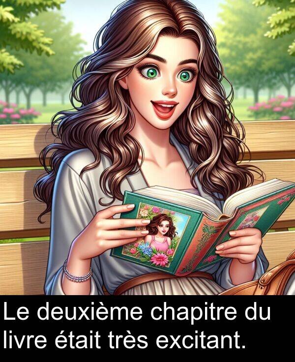 livre: Le deuxième chapitre du livre était très excitant.