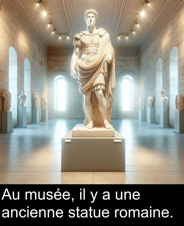 ancienne: Au musée, il y a une ancienne statue romaine.