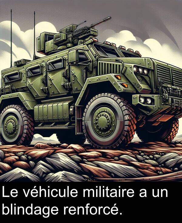 renforcé: Le véhicule militaire a un blindage renforcé.
