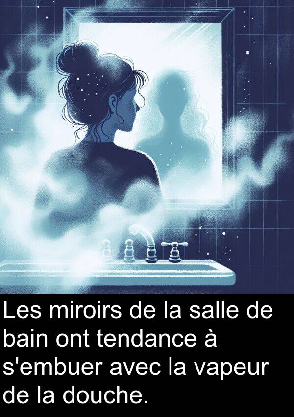 bain: Les miroirs de la salle de bain ont tendance à s'embuer avec la vapeur de la douche.