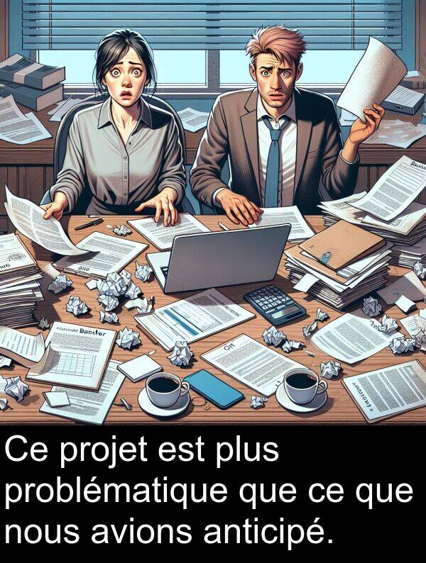 anticipé: Ce projet est plus problématique que ce que nous avions anticipé.