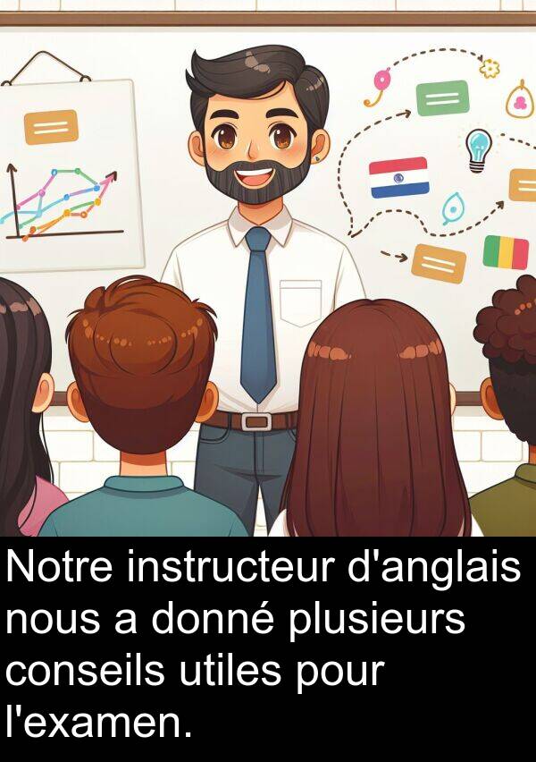 utiles: Notre instructeur d'anglais nous a donné plusieurs conseils utiles pour l'examen.