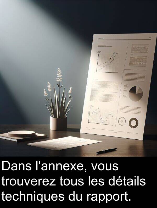 vous: Dans l'annexe, vous trouverez tous les détails techniques du rapport.