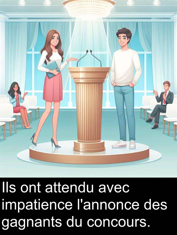 gagnants: Ils ont attendu avec impatience l'annonce des gagnants du concours.