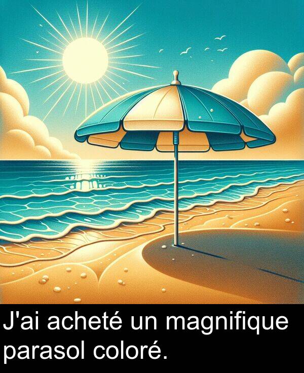 magnifique: J'ai acheté un magnifique parasol coloré.