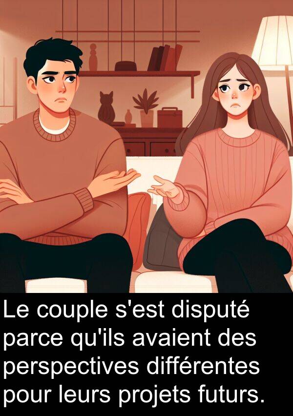 leurs: Le couple s'est disputé parce qu'ils avaient des perspectives différentes pour leurs projets futurs.