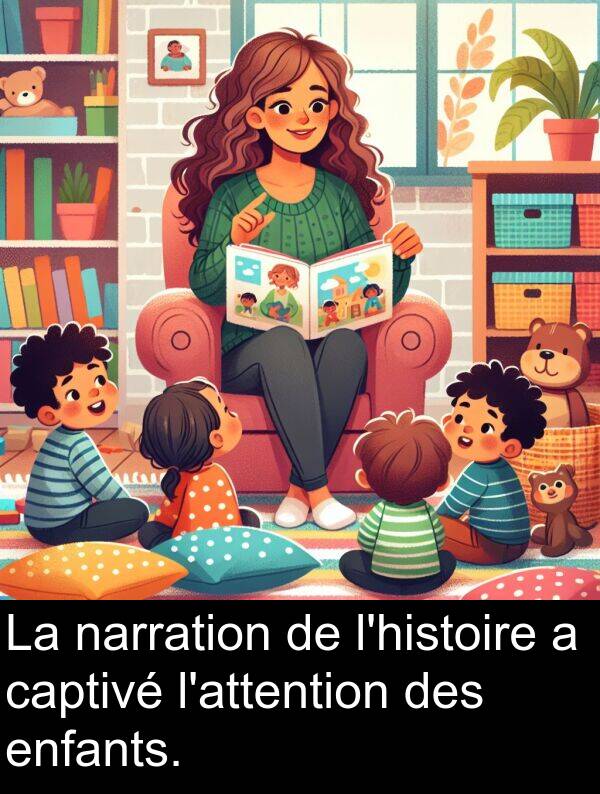 enfants: La narration de l'histoire a captivé l'attention des enfants.