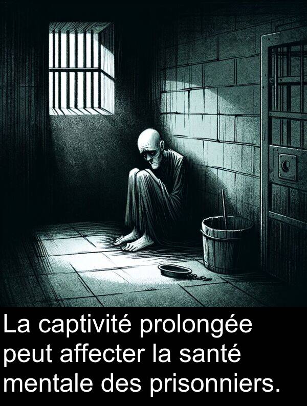captivité: La captivité prolongée peut affecter la santé mentale des prisonniers.