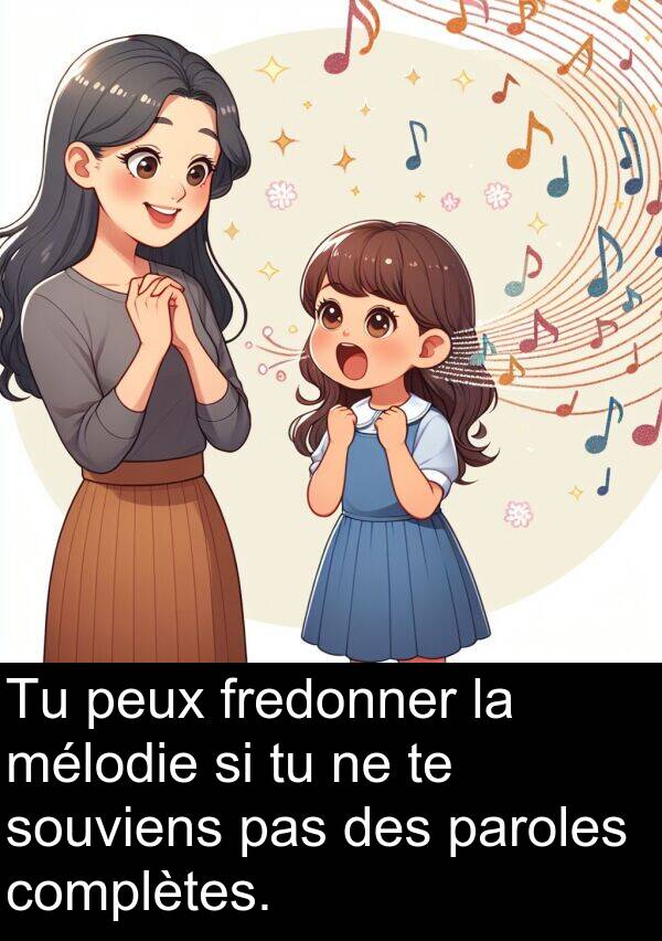 souviens: Tu peux fredonner la mélodie si tu ne te souviens pas des paroles complètes.