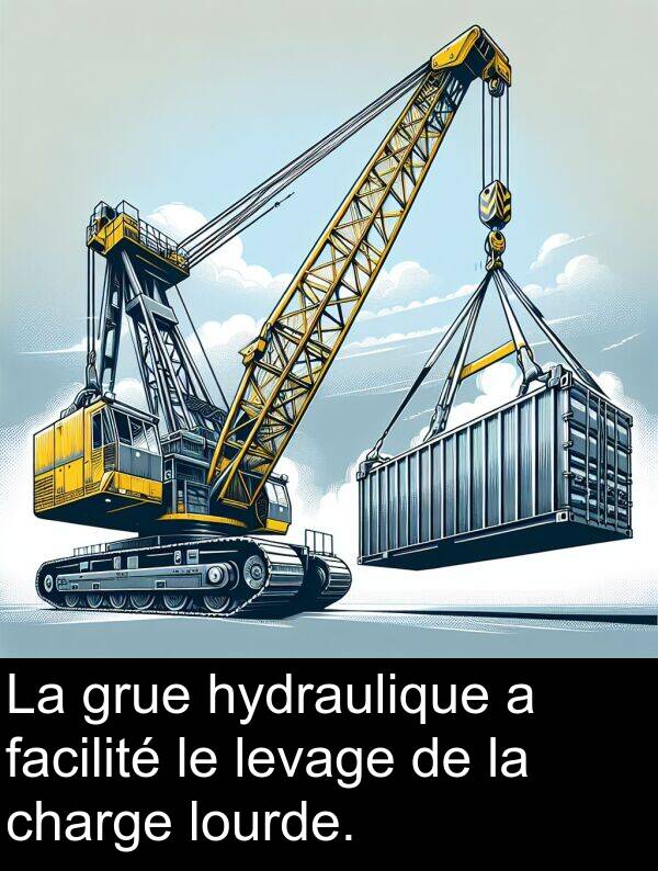 levage: La grue hydraulique a facilité le levage de la charge lourde.