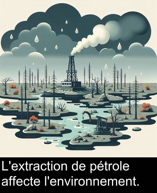 affecte: L'extraction de pétrole affecte l'environnement.