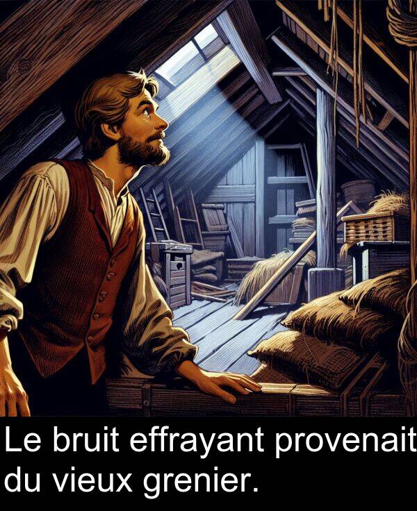 effrayant: Le bruit effrayant provenait du vieux grenier.