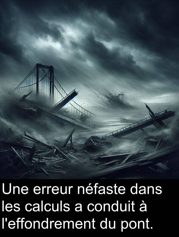 calculs: Une erreur néfaste dans les calculs a conduit à l'effondrement du pont.