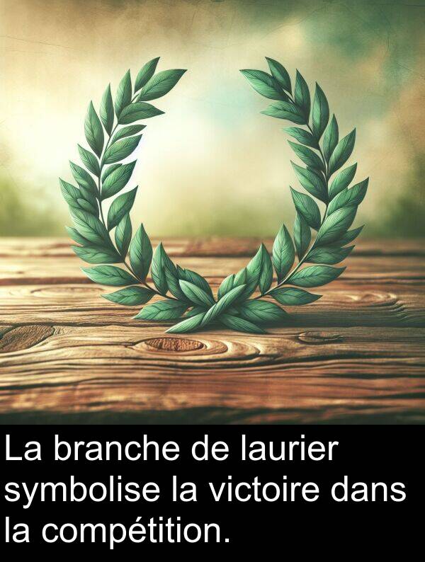laurier: La branche de laurier symbolise la victoire dans la compétition.