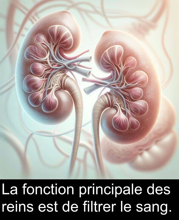 filtrer: La fonction principale des reins est de filtrer le sang.
