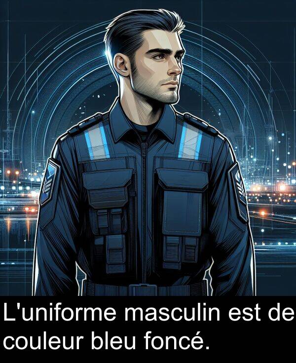 couleur: L'uniforme masculin est de couleur bleu foncé.