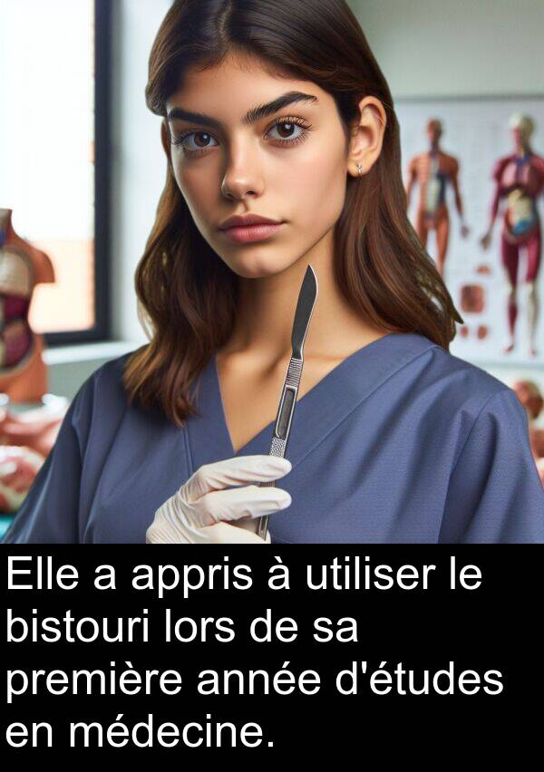 bistouri: Elle a appris à utiliser le bistouri lors de sa première année d'études en médecine.
