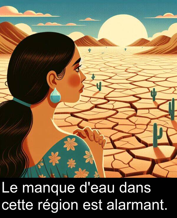 dans: Le manque d'eau dans cette région est alarmant.