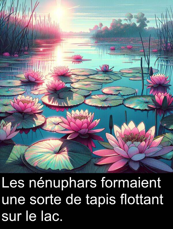 lac: Les nénuphars formaient une sorte de tapis flottant sur le lac.