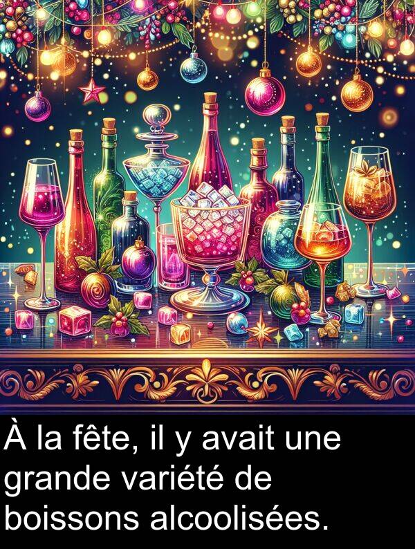 avait: À la fête, il y avait une grande variété de boissons alcoolisées.