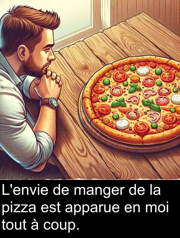 moi: L'envie de manger de la pizza est apparue en moi tout à coup.