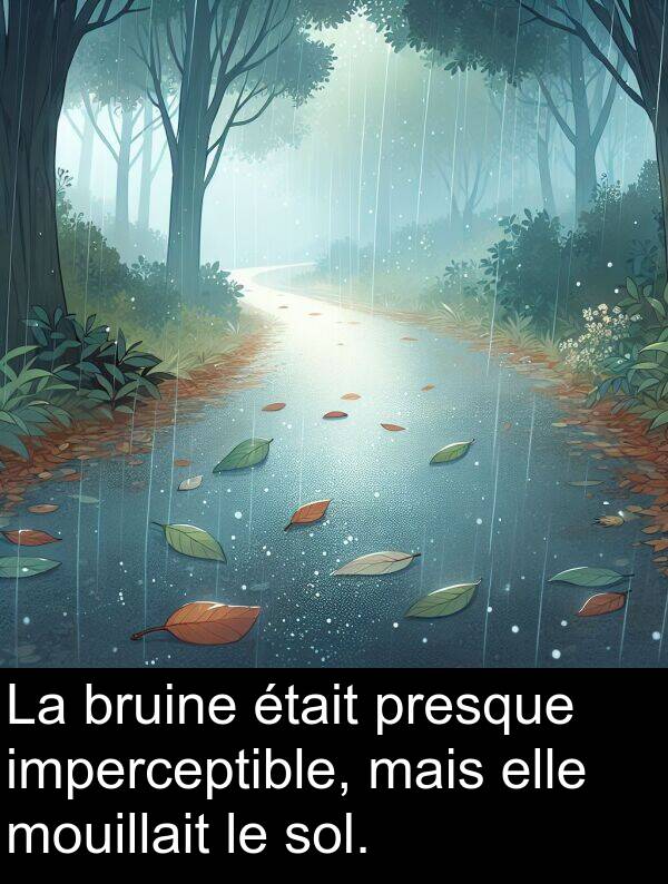 imperceptible: La bruine était presque imperceptible, mais elle mouillait le sol.