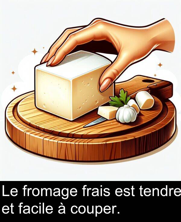 tendre: Le fromage frais est tendre et facile à couper.