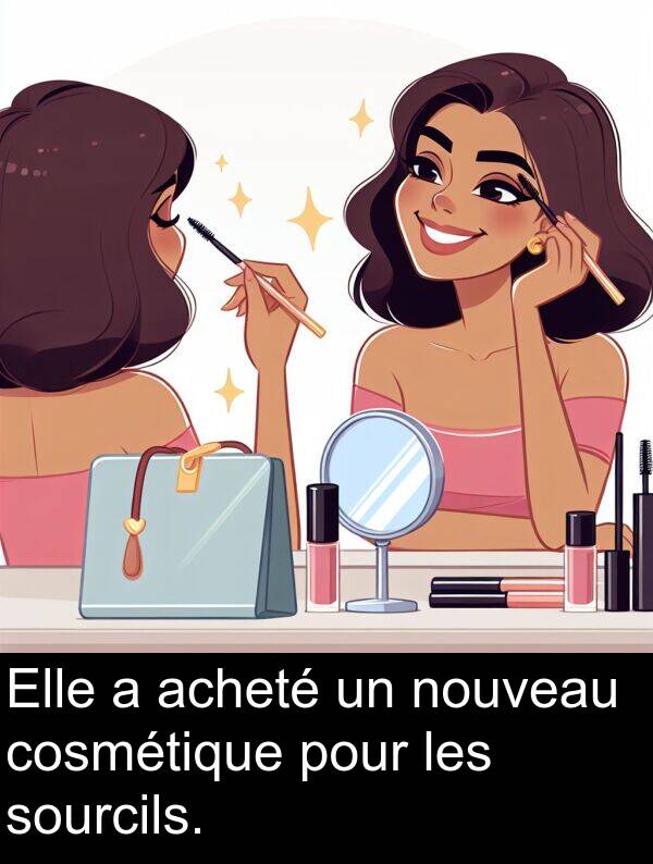 sourcils: Elle a acheté un nouveau cosmétique pour les sourcils.