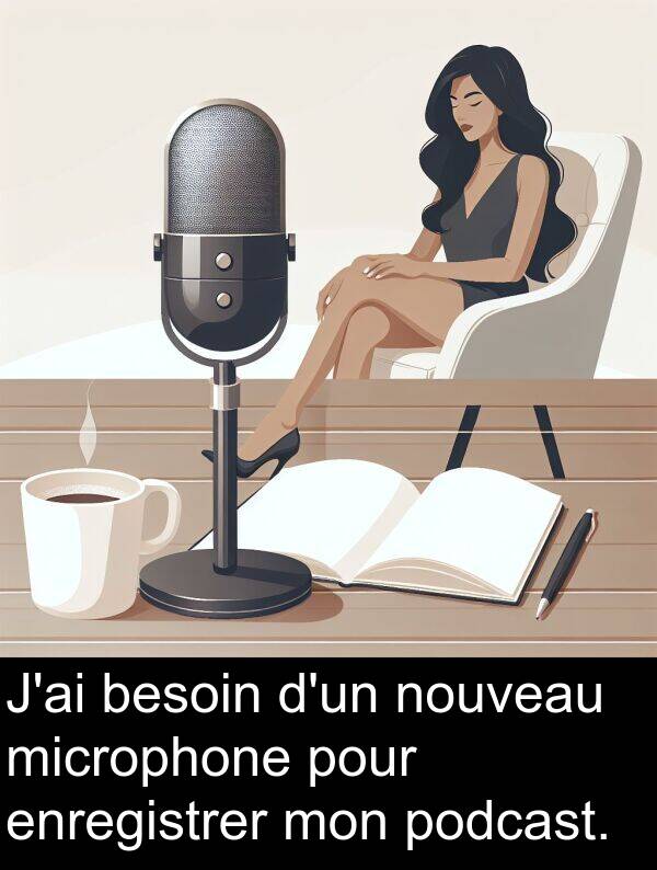 besoin: J'ai besoin d'un nouveau microphone pour enregistrer mon podcast.