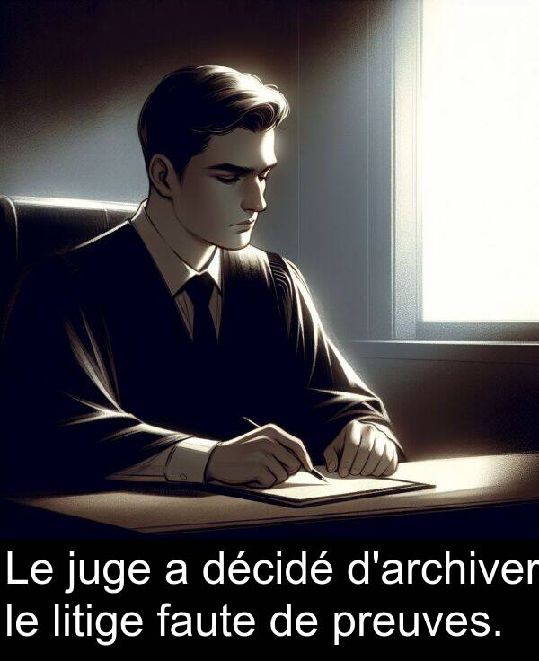 décidé: Le juge a décidé d'archiver le litige faute de preuves.