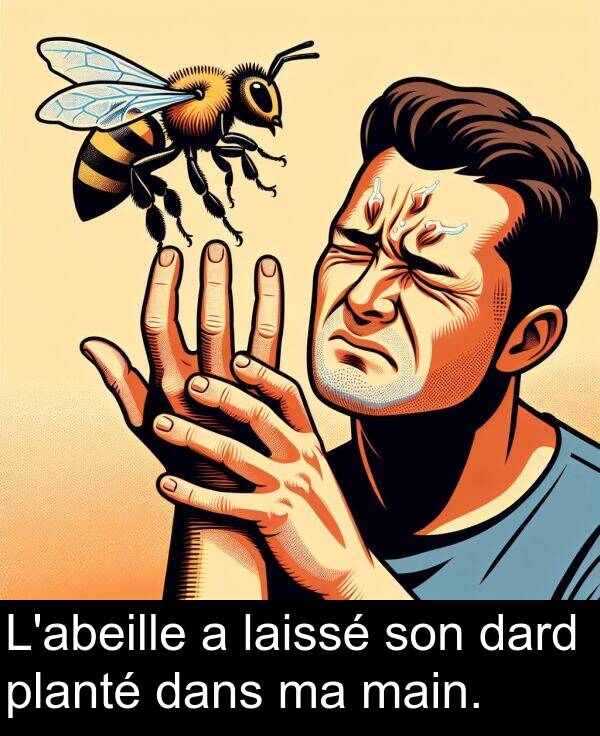 dard: L'abeille a laissé son dard planté dans ma main.