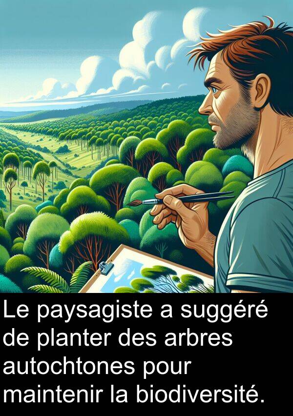autochtones: Le paysagiste a suggéré de planter des arbres autochtones pour maintenir la biodiversité.