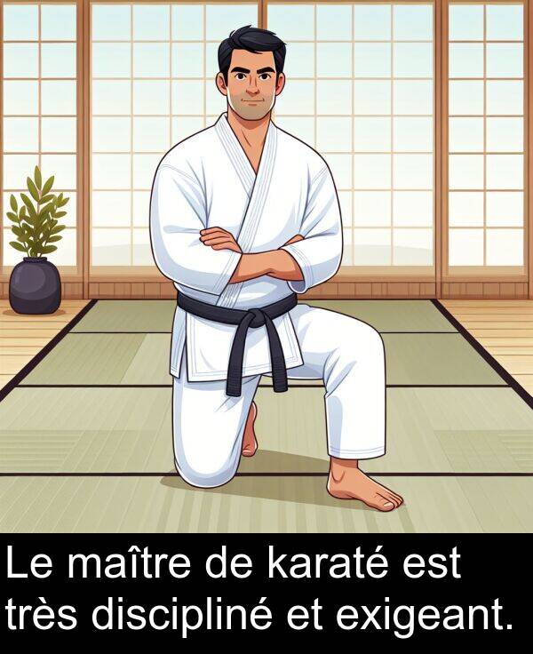 karaté: Le maître de karaté est très discipliné et exigeant.