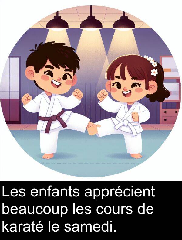 beaucoup: Les enfants apprécient beaucoup les cours de karaté le samedi.