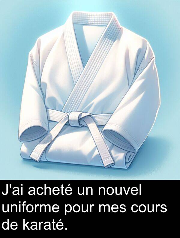 uniforme: J'ai acheté un nouvel uniforme pour mes cours de karaté.