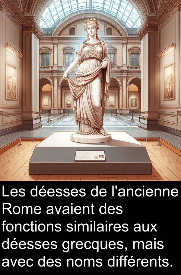 similaires: Les déesses de l'ancienne Rome avaient des fonctions similaires aux déesses grecques, mais avec des noms différents.
