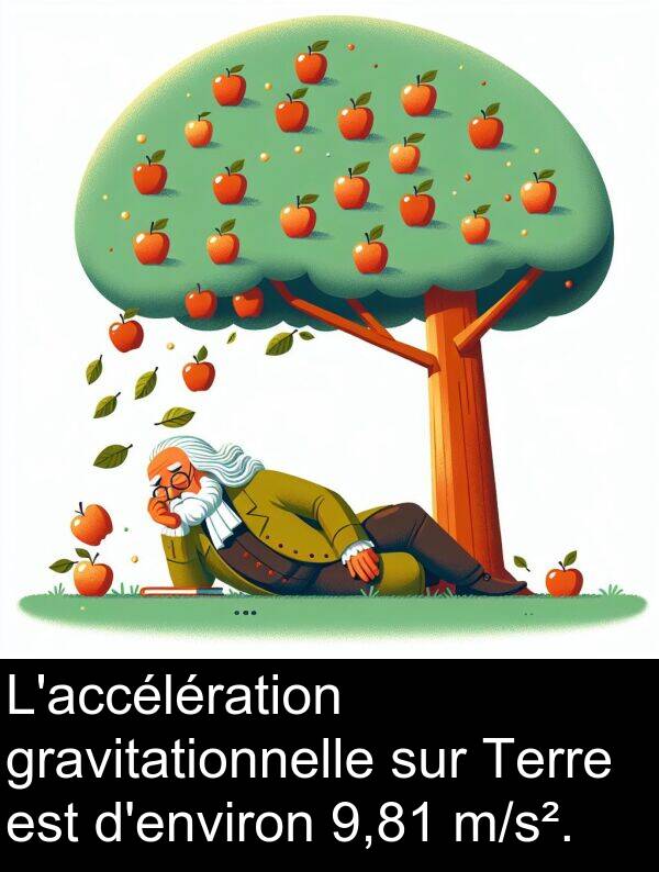 gravitationnelle: L'accélération gravitationnelle sur Terre est d'environ 9,81 m/s².