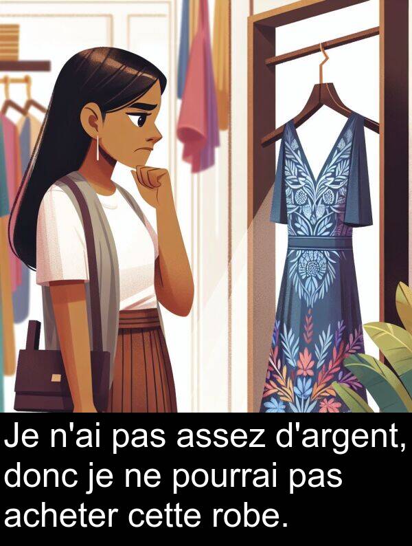 assez: Je n'ai pas assez d'argent, donc je ne pourrai pas acheter cette robe.