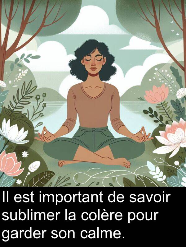 savoir: Il est important de savoir sublimer la colère pour garder son calme.