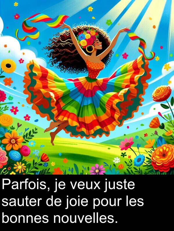 juste: Parfois, je veux juste sauter de joie pour les bonnes nouvelles.