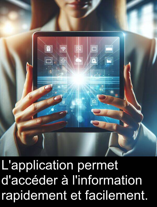 rapidement: L'application permet d'accéder à l'information rapidement et facilement.