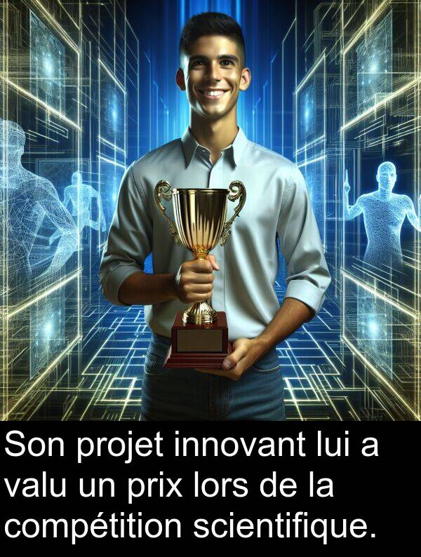 valu: Son projet innovant lui a valu un prix lors de la compétition scientifique.