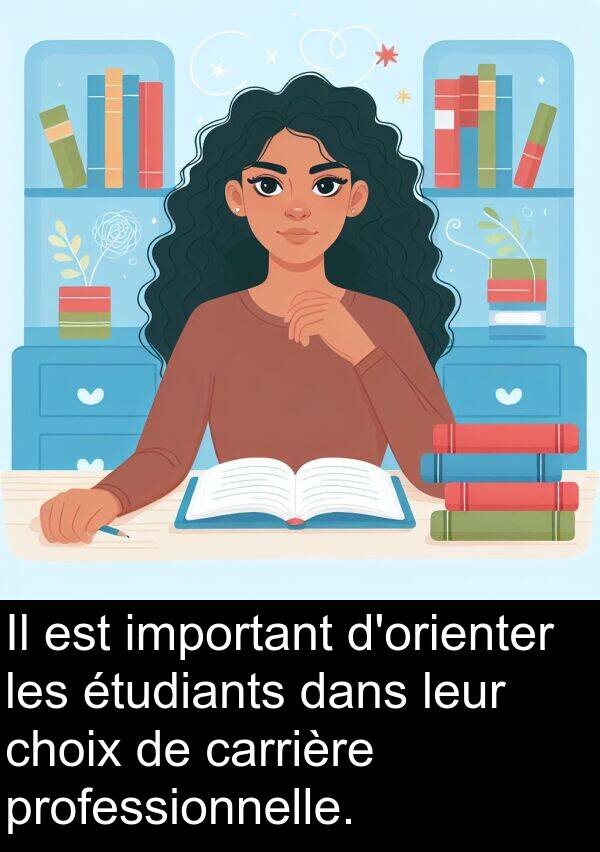 important: Il est important d'orienter les étudiants dans leur choix de carrière professionnelle.