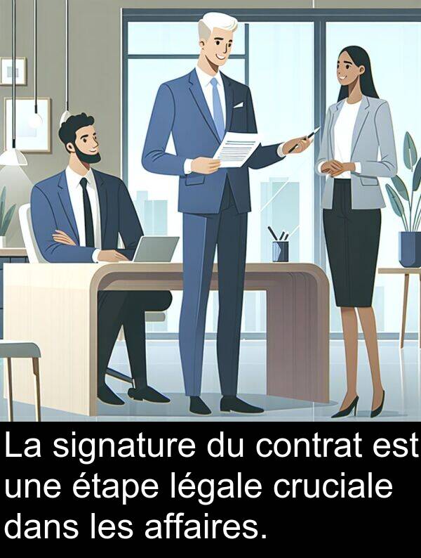 légale: La signature du contrat est une étape légale cruciale dans les affaires.