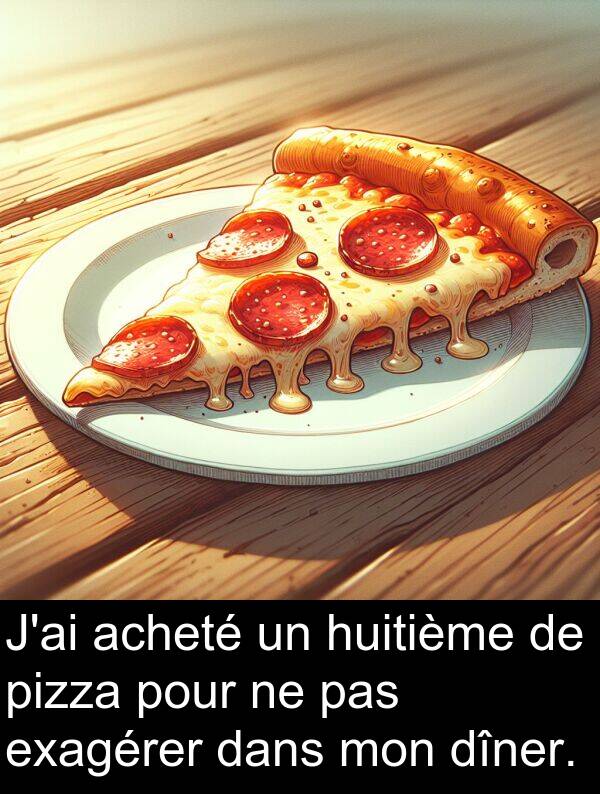 pizza: J'ai acheté un huitième de pizza pour ne pas exagérer dans mon dîner.
