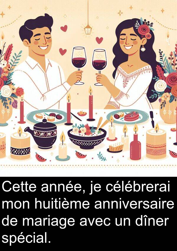 mariage: Cette année, je célébrerai mon huitième anniversaire de mariage avec un dîner spécial.